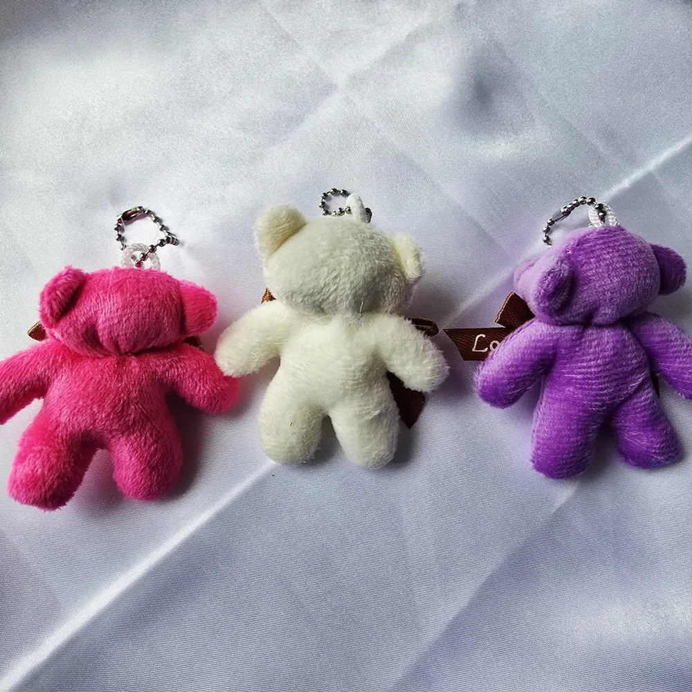 3‎ Pcs. Plush Bear Keychain - Pink, White, Purple